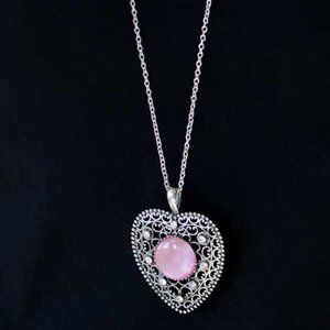 One Heart - Pink Necklace with earrings